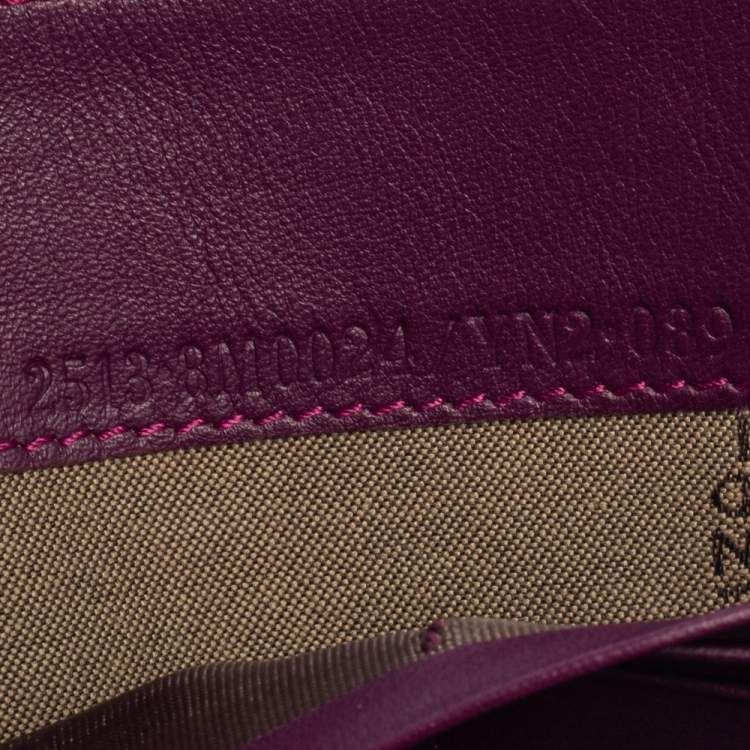 Pre Owned Fendi Purple Leather Zip Around Wallet