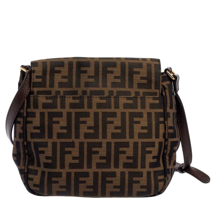 Pre Owned Fendi Tobacco Zucca Canvas Crossbody Bag