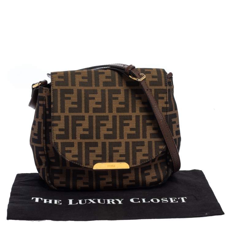Pre Owned Fendi Tobacco Zucca Canvas Crossbody Bag