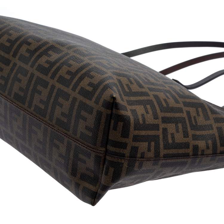 Pre Owned Fendi Tobacco Zucca Coated Canvas Small Roll Shopper Tote