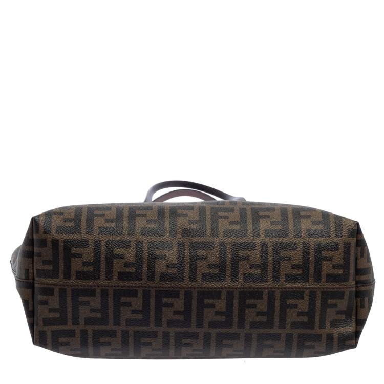 Pre Owned Fendi Tobacco Zucca Coated Canvas Small Roll Shopper Tote