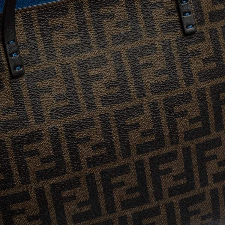 Pre Owned Fendi Tobacco Zucca Coated Canvas Small Roll Shopper Tote