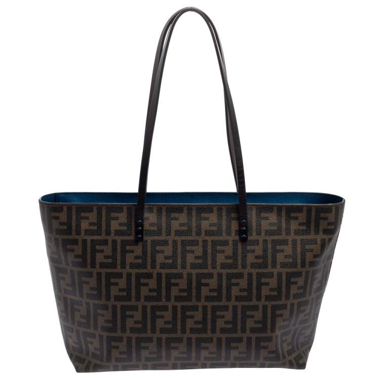 Pre Owned Fendi Tobacco Zucca Coated Canvas Small Roll Shopper Tote