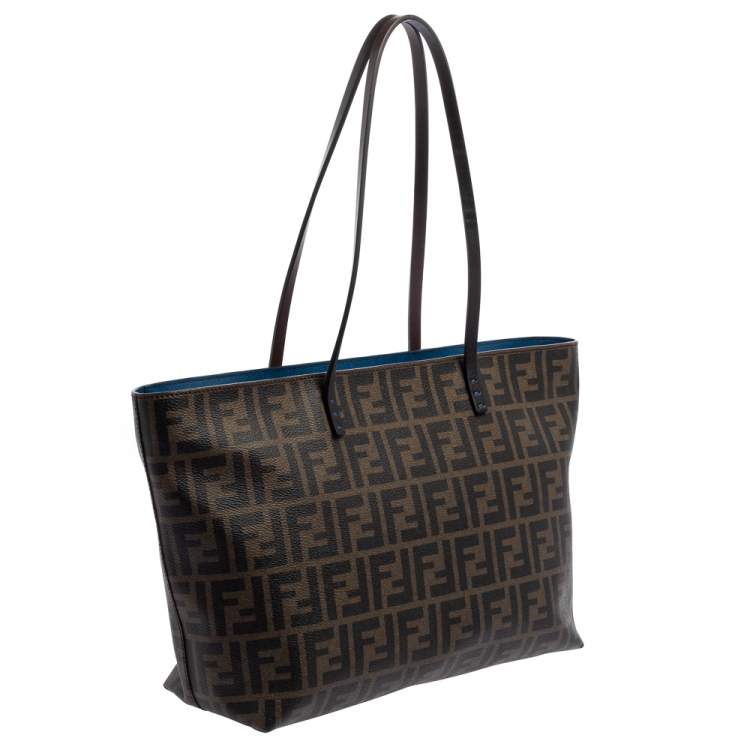 Pre Owned Fendi Tobacco Zucca Coated Canvas Small Roll Shopper Tote