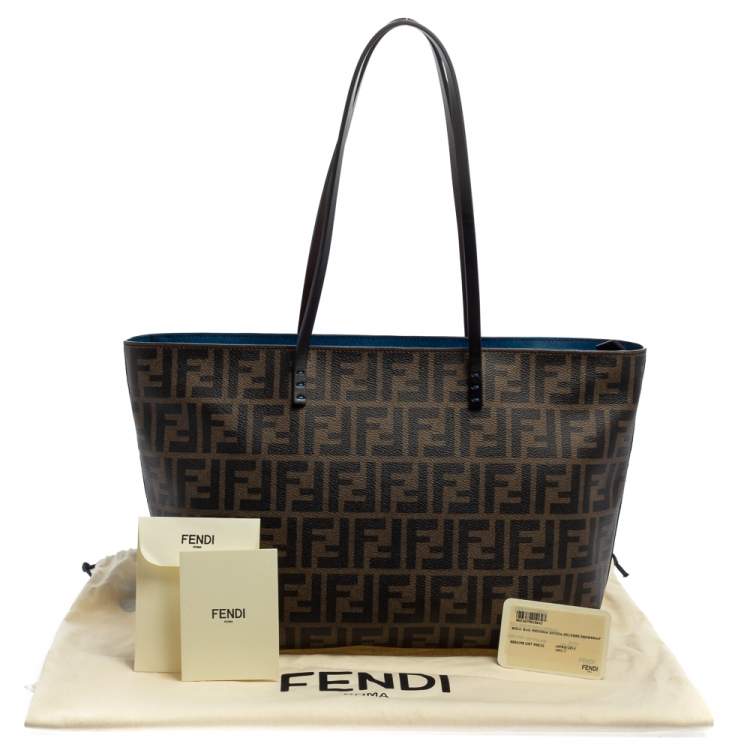 Pre Owned Fendi Tobacco Zucca Coated Canvas Small Roll Shopper Tote