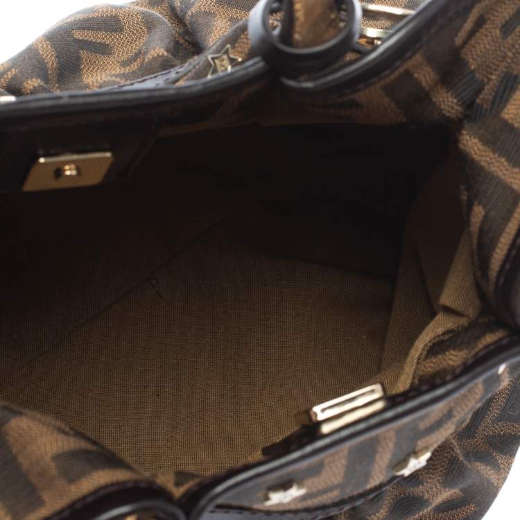 Pre Owned Fendi Tobacco Zucca Canvas Mini Chef Star Studded Tote