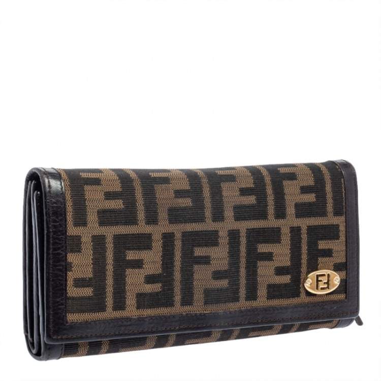 مملوكة مسبقًا Fendi Tobacco Zucca Canvas and Leather Continental Flap Wallet