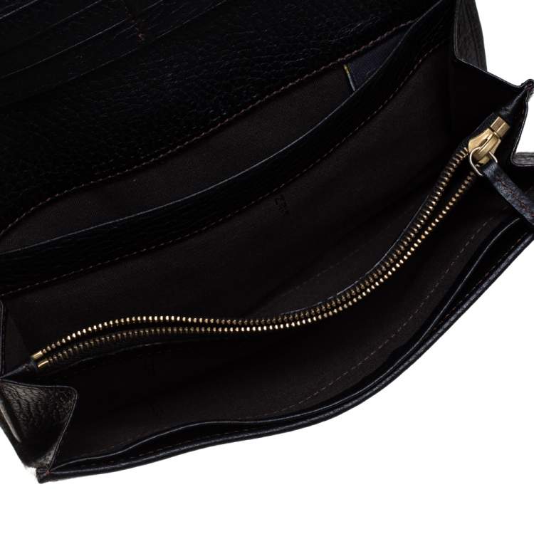 Pre Owned Fendi Black Zucchino Canvas and Leather Flap Continental Wallet