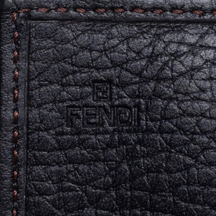 Pre Owned Fendi Black Zucchino Canvas and Leather Flap Continental Wallet