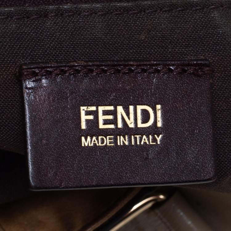 Pre Owned Fendi Tobacco Zucca Grommet Canvas and Nubuck Leather Chef De Jour Bag