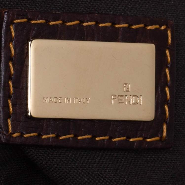 Pre Owned Fendi Black/Tobacco Zucca Coated Canvas and Nylon Boston Bag