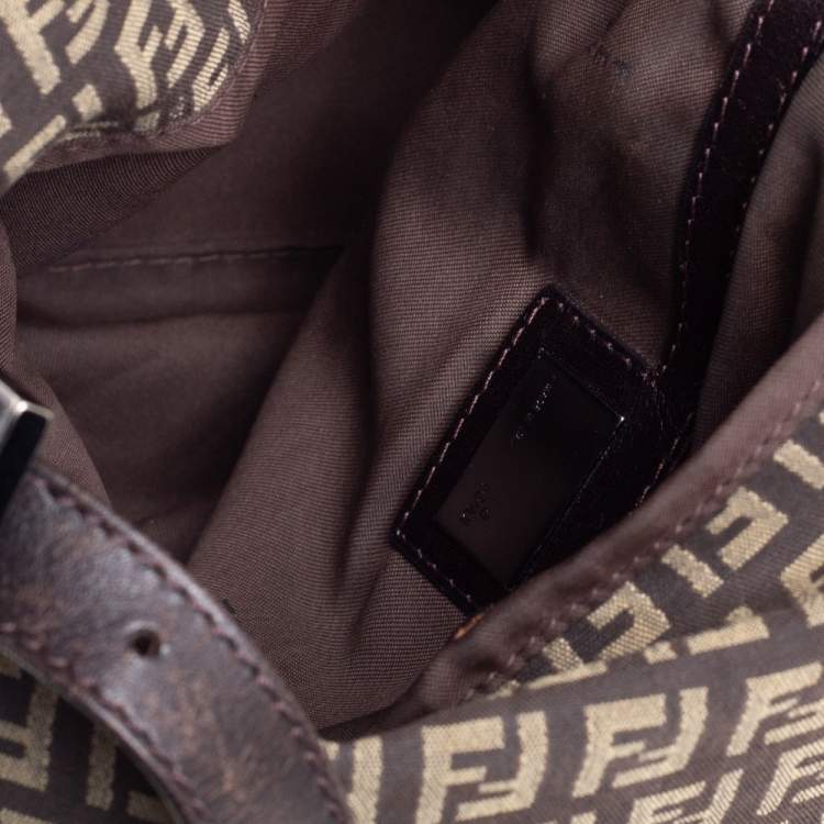 Pre Owned Fendi Brown Zucchino Canvas and Leather Baguette 