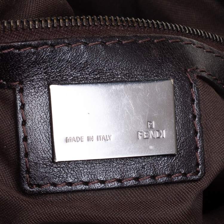 Pre Owned Fendi Brown Zucchino Canvas and Leather Baguette 