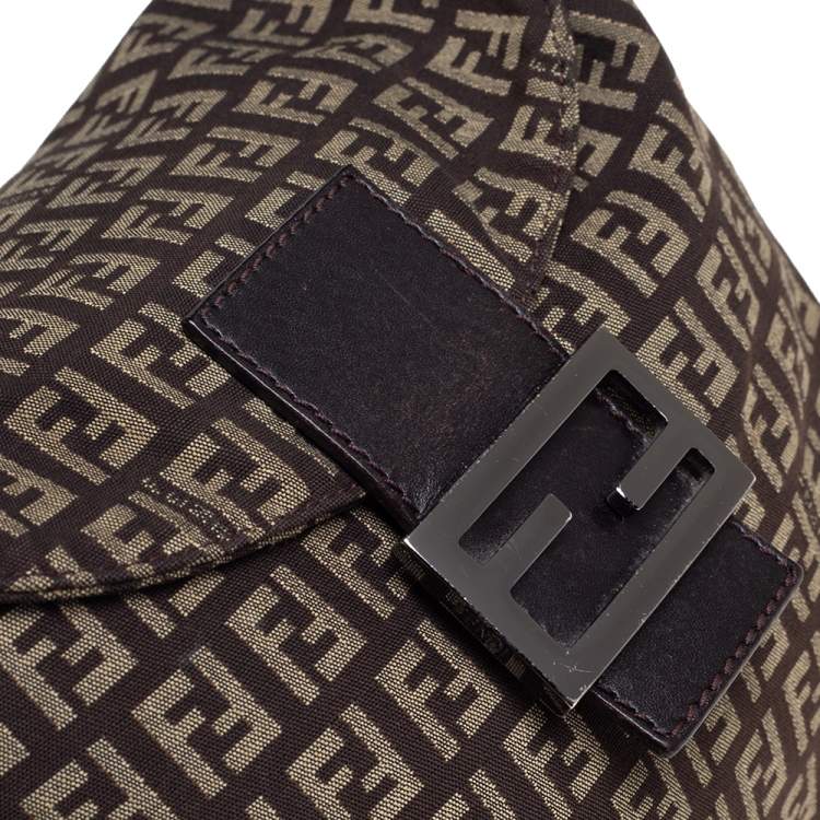 Pre Owned Fendi Brown Zucchino Canvas and Leather Baguette 