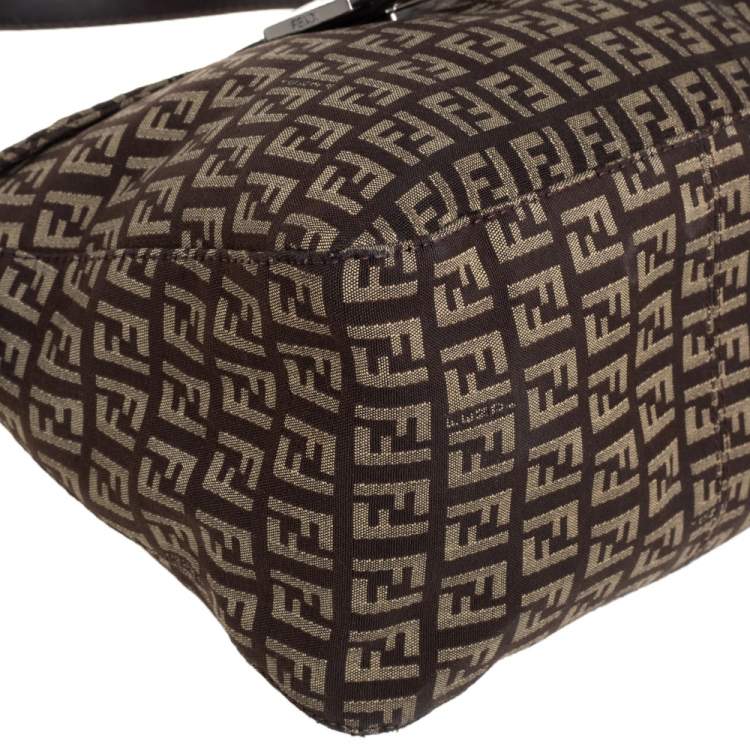 Pre Owned Fendi Brown Zucchino Canvas and Leather Baguette 