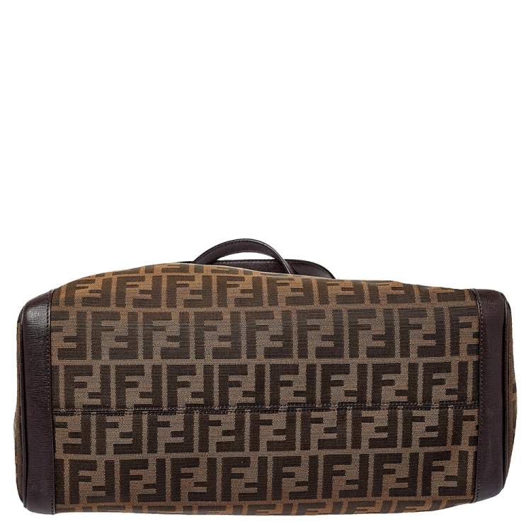 Pre Owned Fendi Tobacco Zucca Canvas and Leather Tote