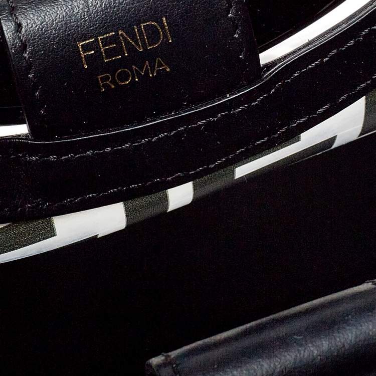 Pre Owned Fendi Transparent/Black Zucca PVC and Leather Small Runaway Shopper Tote