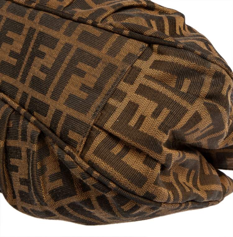 Pre Owned Fendi Tobacco Zucca Canvas Small Mia Tote
