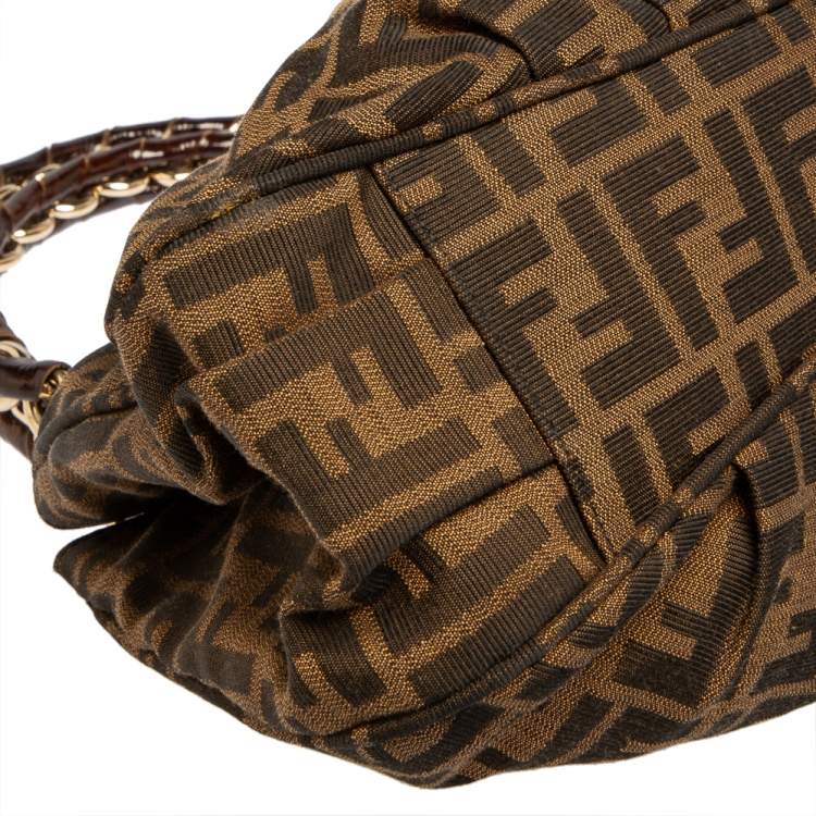 Pre Owned Fendi Tobacco Zucca Canvas Small Mia Tote