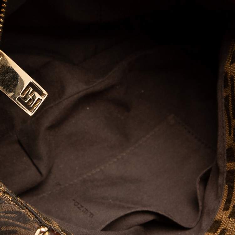 Pre Owned Fendi Tobacco Zucca Canvas Small Mia Tote