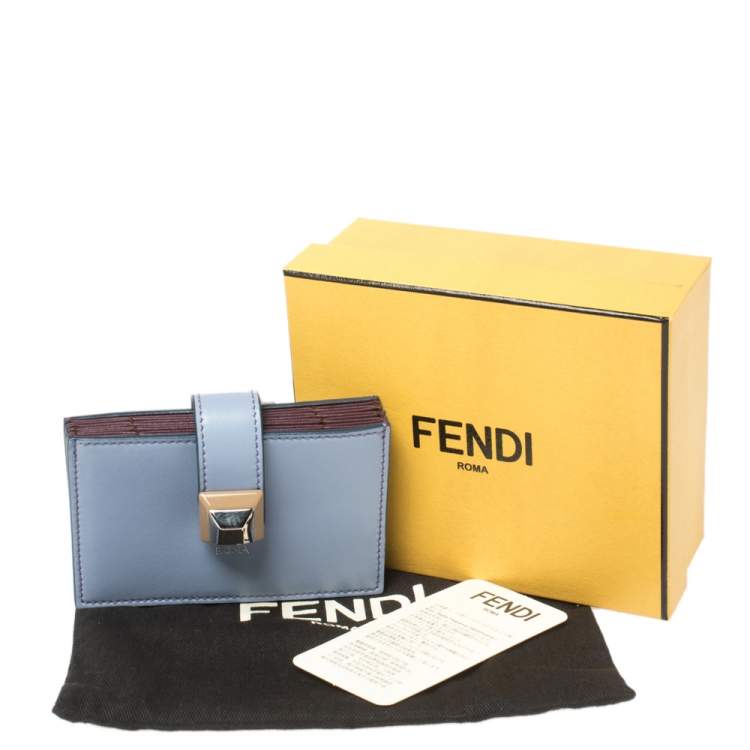 Pre Owned Fendi Lavender Leather Single Stud Multiple Card Holder