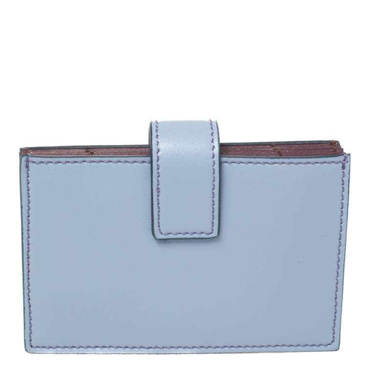 Pre Owned Fendi Lavender Leather Single Stud Multiple Card Holder