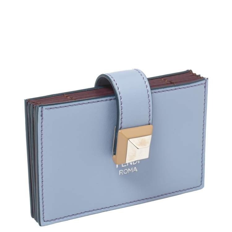 Pre Owned Fendi Lavender Leather Single Stud Multiple Card Holder