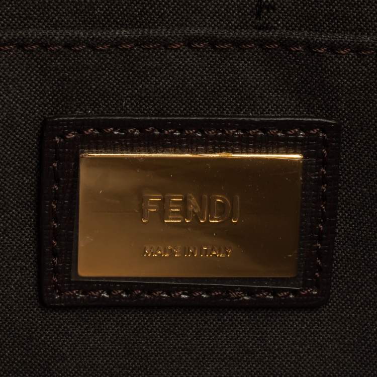 Pre Owned Fendi Brown Zucca Canvas and Leather Small Demi Jour Top Handle Bag