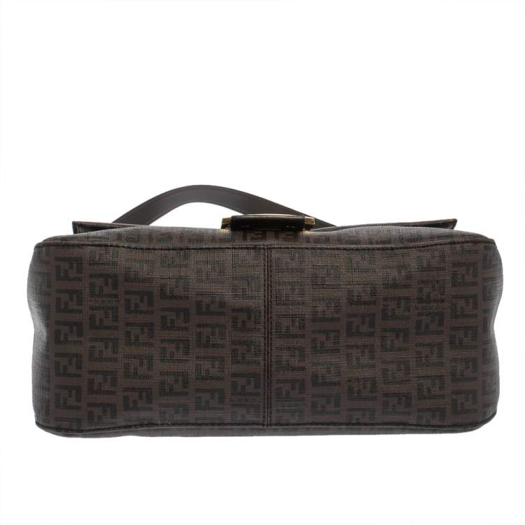 Pre Owned Fendi Tobacco Zucchino Coated Canvas and Leather Mama Forever Shoulder Bag