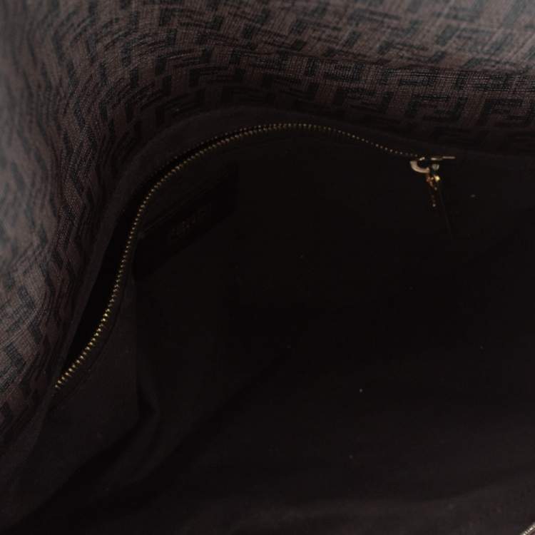 Pre Owned Fendi Tobacco Zucchino Coated Canvas and Leather Mama Forever Shoulder Bag
