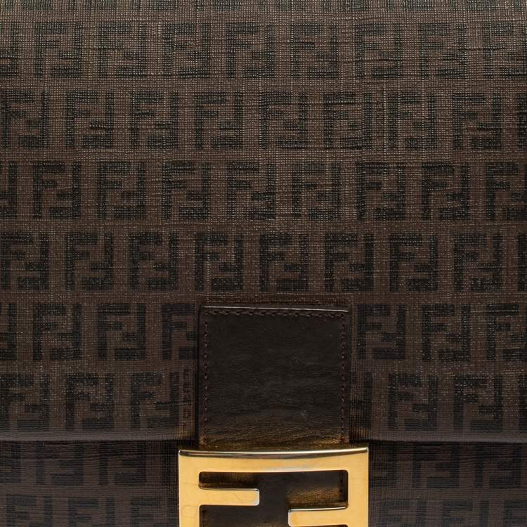 Pre Owned Fendi Tobacco Zucchino Coated Canvas and Leather Mama Forever Shoulder Bag