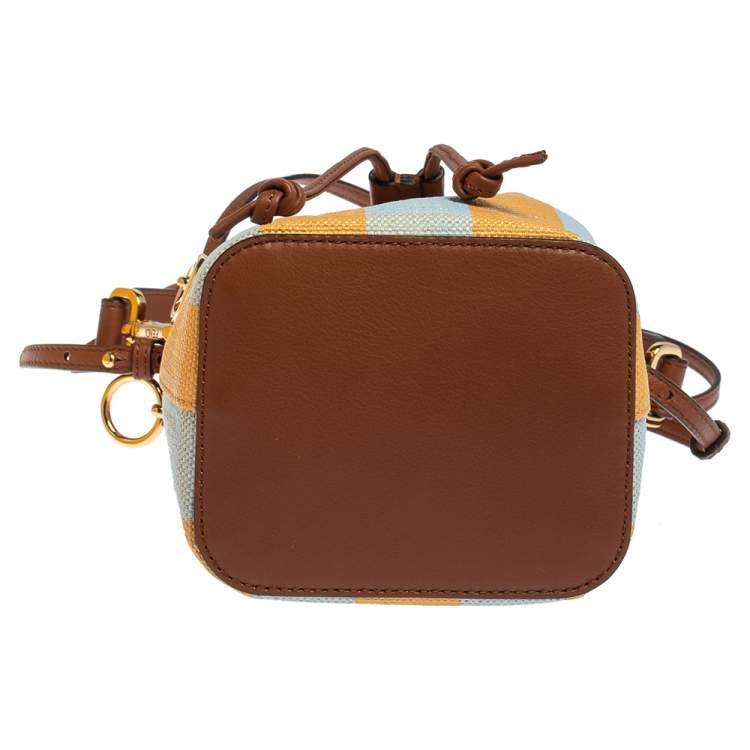 Pre Owned Fendi Multicolor Canvas and Leather Mini Mon Tresor Drawstring Bucket Bag