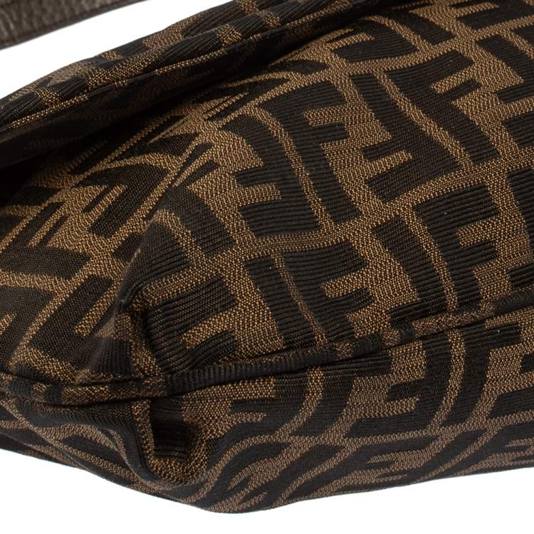 Pre Owned Fendi Tobacco Zucca Canvas and Patent Leather Mia Crossbody Bag