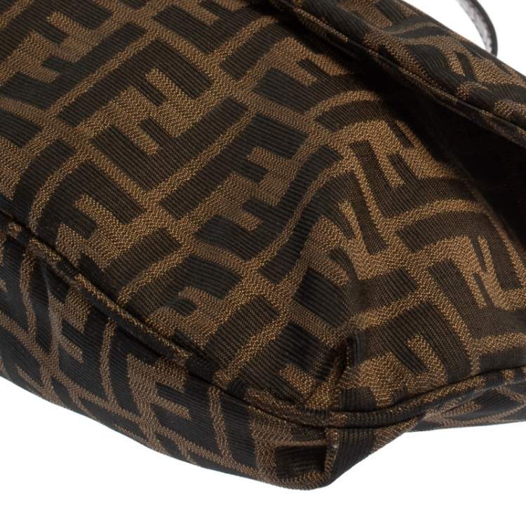 Pre Owned Fendi Tobacco Zucca Canvas and Patent Leather Mia Crossbody Bag