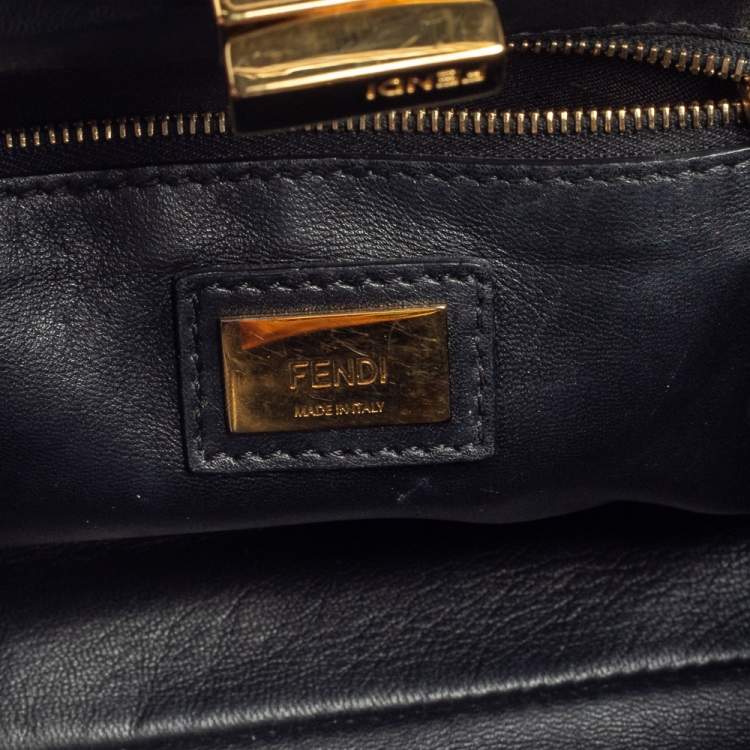 Pre Owned Fendi Black Leather Small Peekaboo Top Handle Bag
