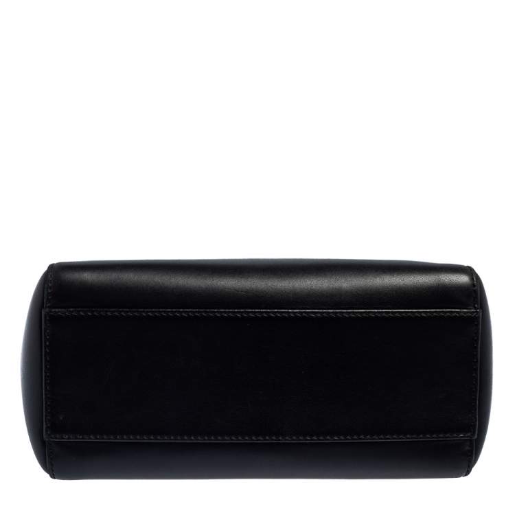 Pre Owned Fendi Black Leather Small Peekaboo Top Handle Bag