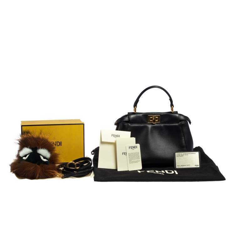 Pre Owned Fendi Black Leather Small Peekaboo Top Handle Bag