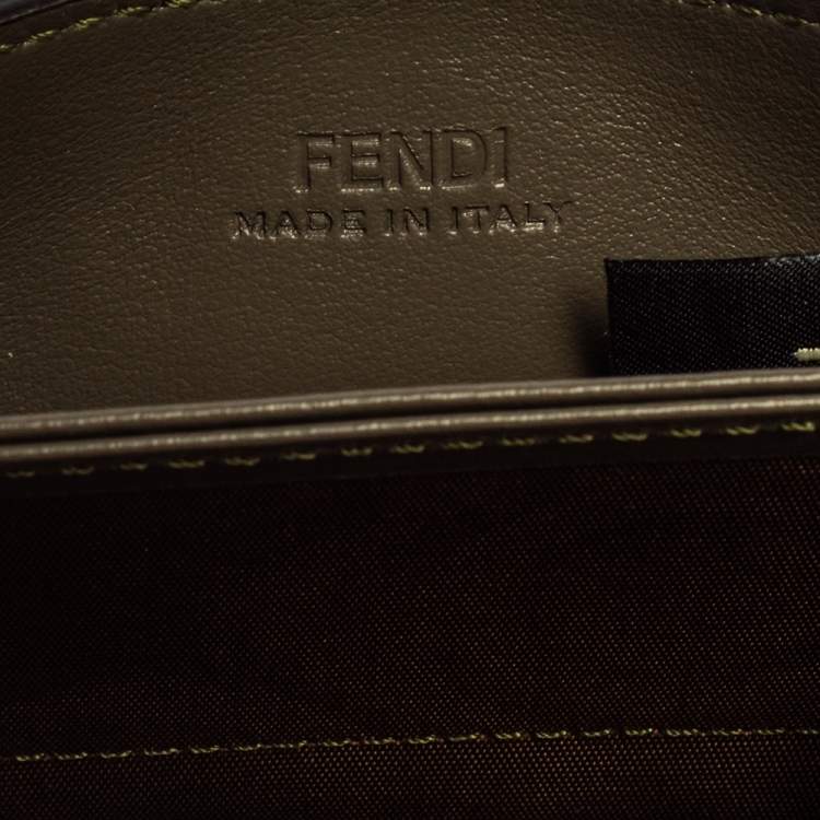 مملوكة مسبقًا Fendi Olive Green Leather F Multiple Card Holder