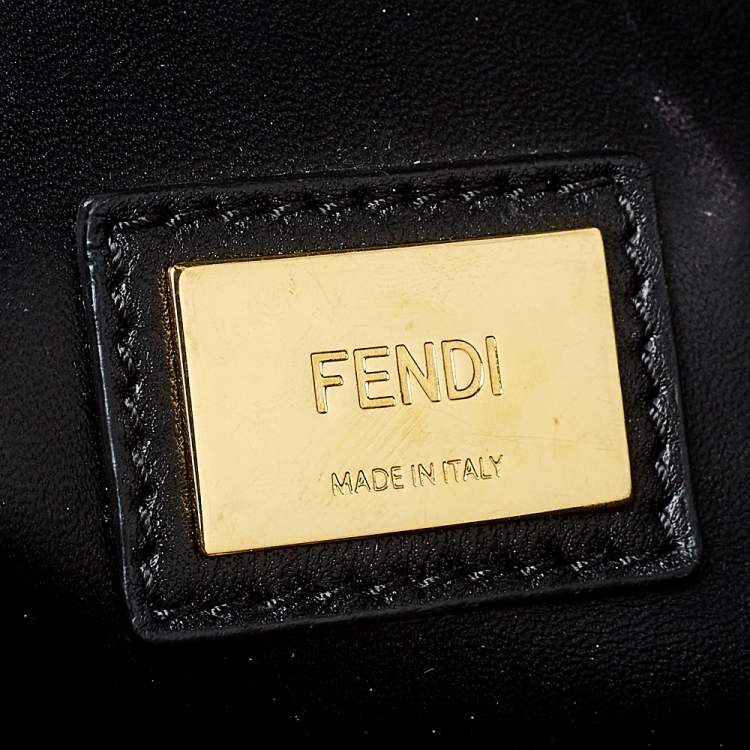 Pre Owned Fendi Black Leather Medium Peekaboo Top Handle Bag