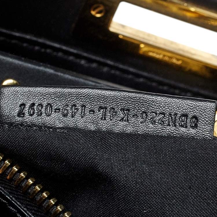 Pre Owned Fendi Black Leather Medium Peekaboo Top Handle Bag