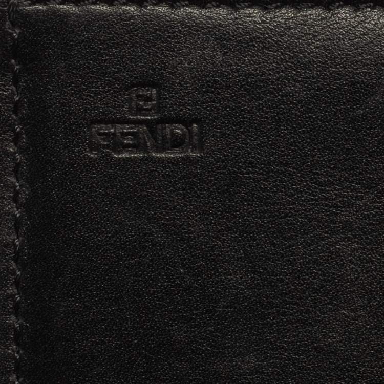 Pre Owned Fendi Black Zucca Canvas FF Flap Continental Wallet