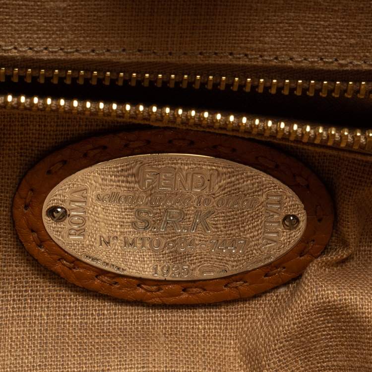 Pre Owned Fendi Tan Leather Medium Selleria Peekaboo Top Handle Bag