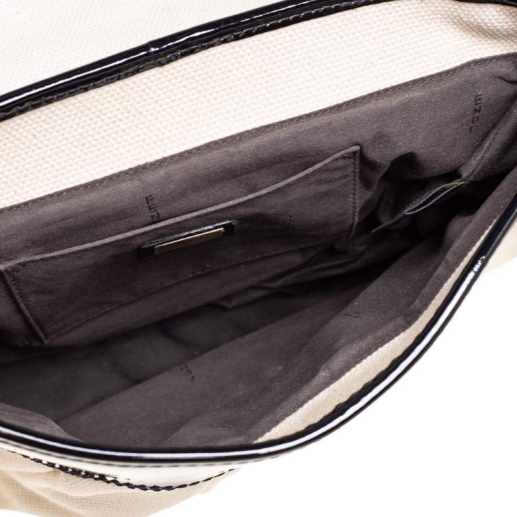 Pre Owned Fendi Black Canvas and Patent Leather B Shoulder Bag