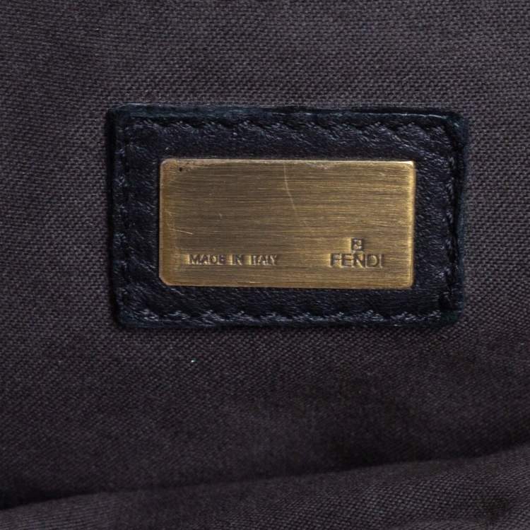 Pre Owned Fendi Black Canvas and Patent Leather B Shoulder Bag