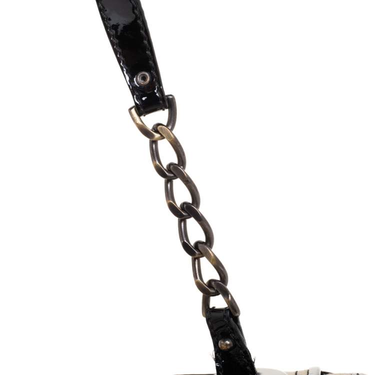 Pre Owned Fendi Black Canvas and Patent Leather B Shoulder Bag