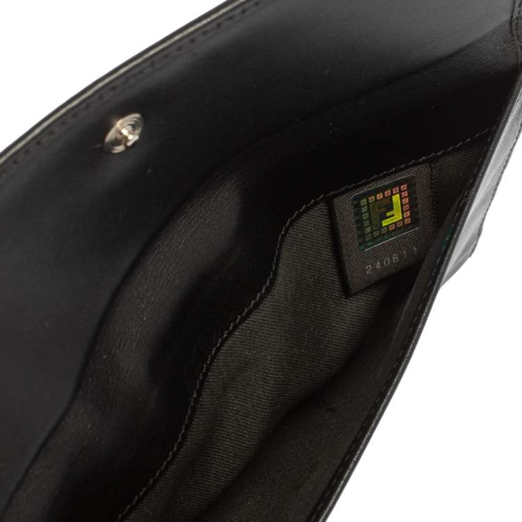 مملوكة مسبقًا Fendi Black Leather FF Flap Continental Wallet