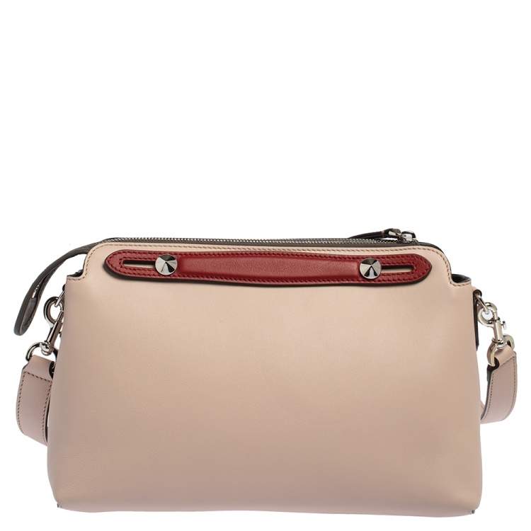 Pre Owned Fendi Pink/Red Leather Small By The Way Boston Bag