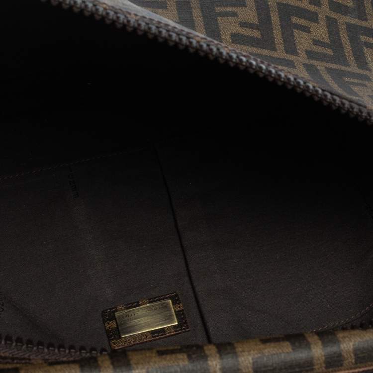 Pre Owned Fendi Tobacco Zucca Coated Canvas Briefcase 