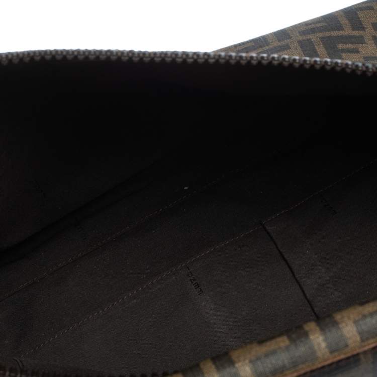 Pre Owned Fendi Tobacco Zucca Coated Canvas Briefcase 