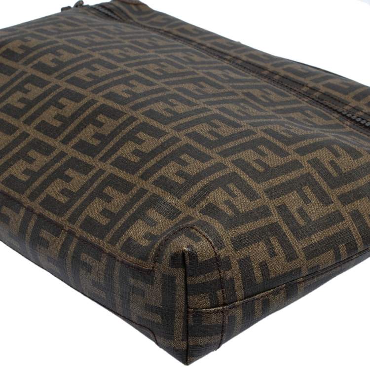 Pre Owned Fendi Tobacco Zucca Coated Canvas Briefcase 